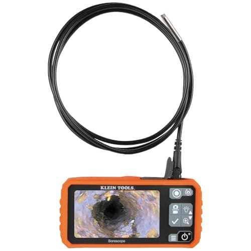 Klein Tools ET18 Plumbing Borescope with 55 mm 49Foot Armored Waterproof Gooseneck Snake LEDs 43Inch LCD Endoscope Inspection Camera