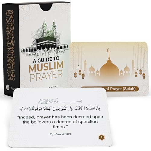 Briston Muslim Prayer Flash Cards Islamic Learning Guide for Salah Wudu Jumah Tahajjud StepbyStep Instructional Cards with Arabic English Translation Transliteration Quran Hadith