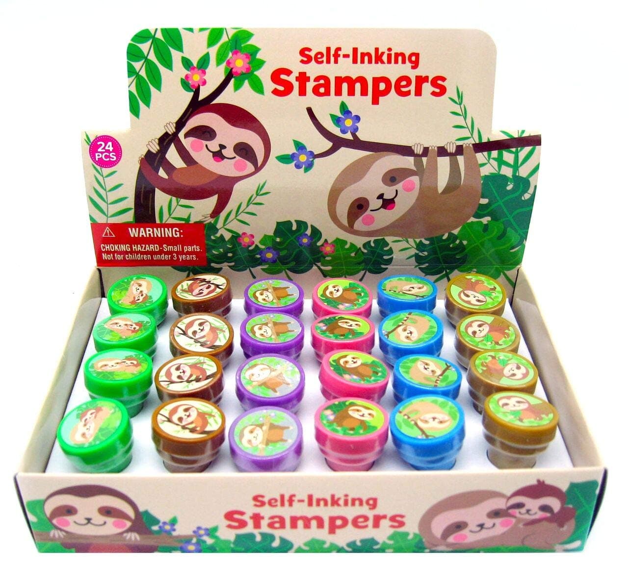 24 Pcs Sloths Stampers for Kids Sloth Birthday Party, Sloth Party Favors, Goody Bag Filler Treats, Classroom Rewards, Carnival Prizes Teacher Stamps