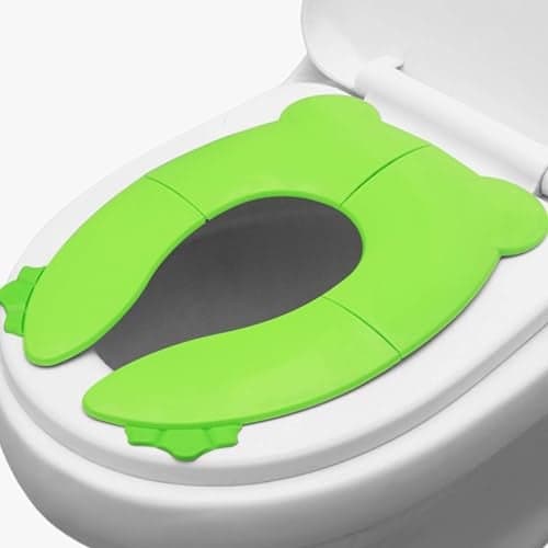 Kids Station Foldable & Portable Baby Potty Training Seats-Suitable for potty training of Boys-Potty Training Seat for 1+ Year child-Travel Friendly, Easy to Carry (Green, Foldable Potty Seat)