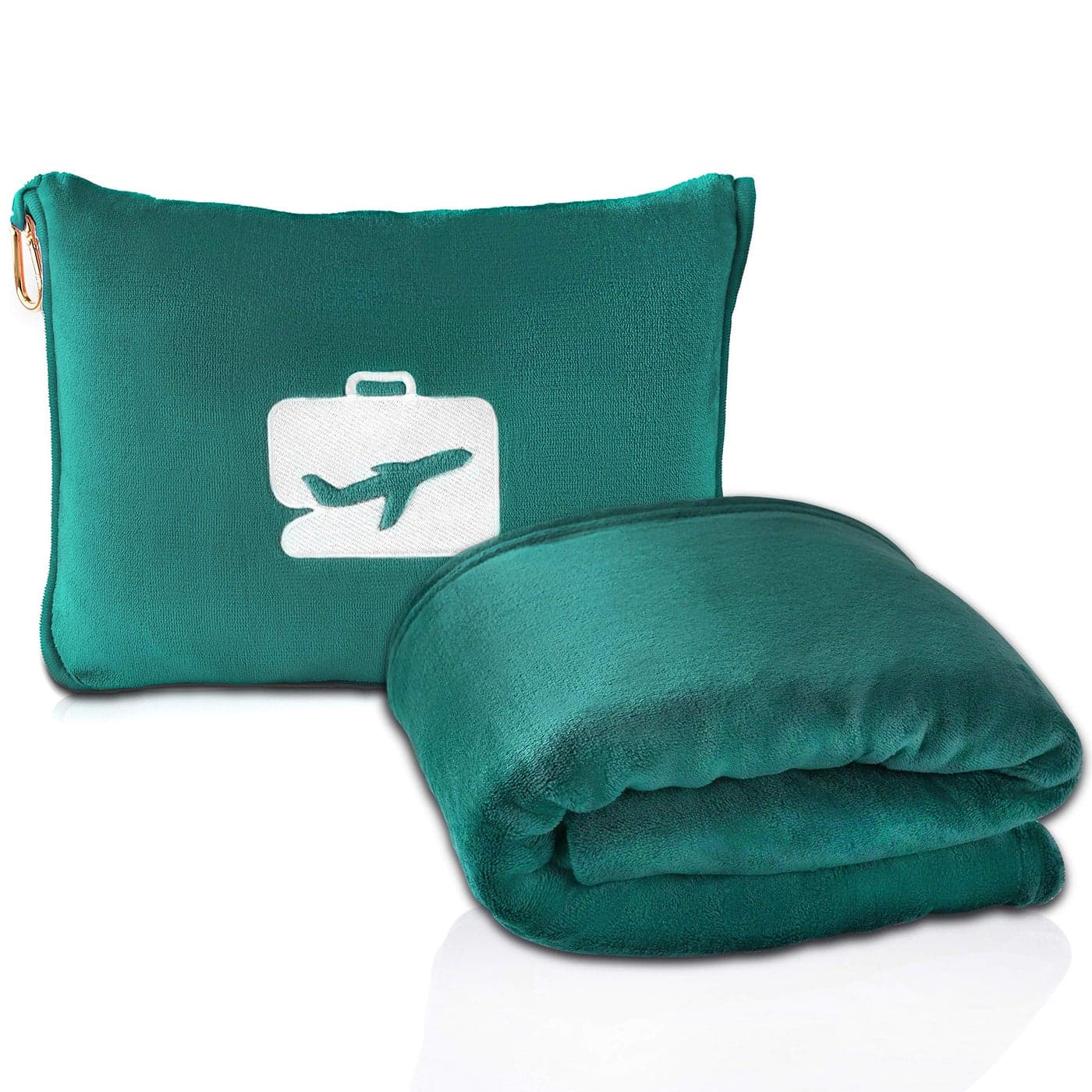 EverSnug Travel Blanket and Pillow UltraSoft Compact Lightweight 65x40 Inches with Carry Case Luggage Sleeve Backpack Clip for Airplane Comfort Teal
