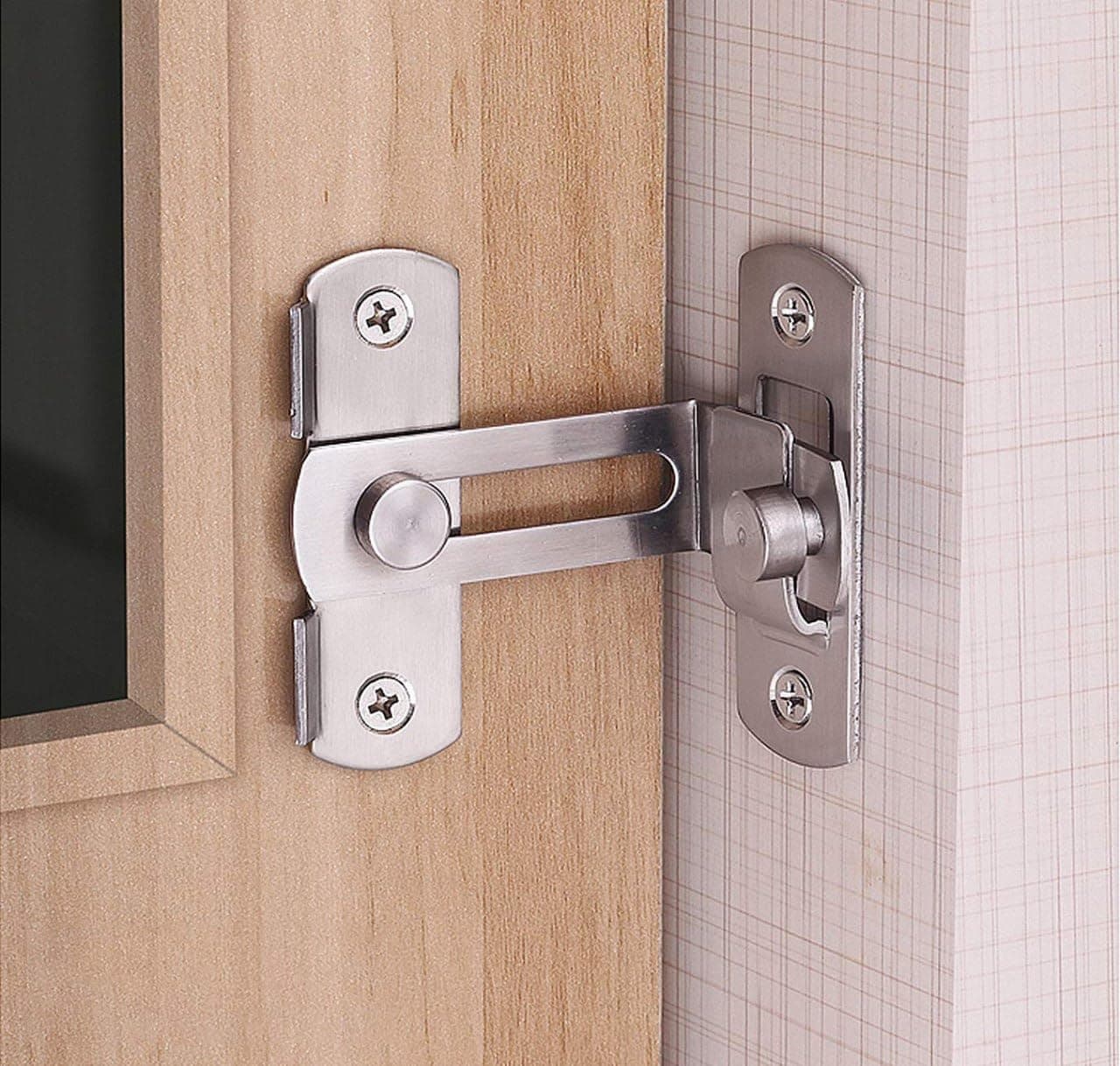 AARKRI SALES 90 Degree Stainless Steel Flip Latch Sliding Door Latch Safety Door Lock Right Angle Curved Door Buckle Brushed Finish