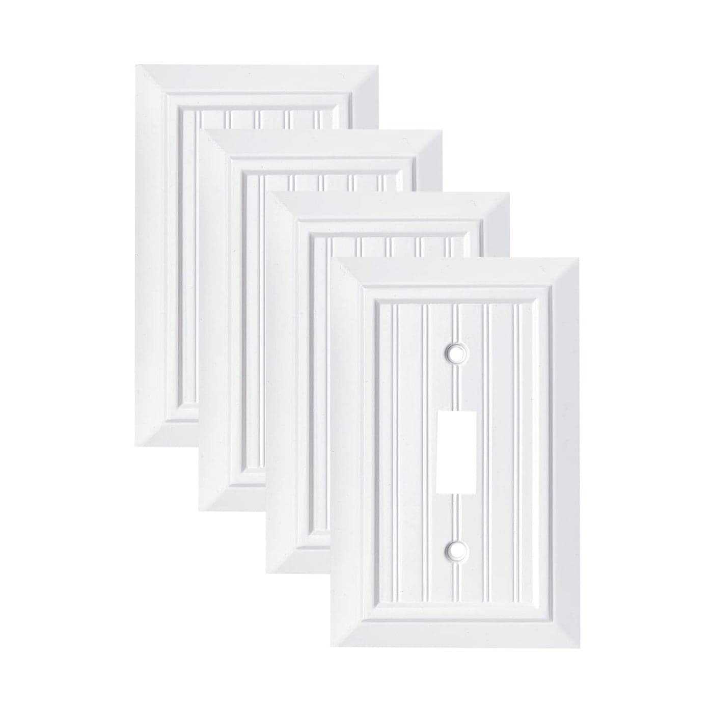 Pure White Classic Beadboard Wall PlatesLight Switch CoversElectrical Outlet Covers Switch Plates of Various Combination Nature Bamboo Fiber Wall plate 1 Gang Toggle 4 Pack