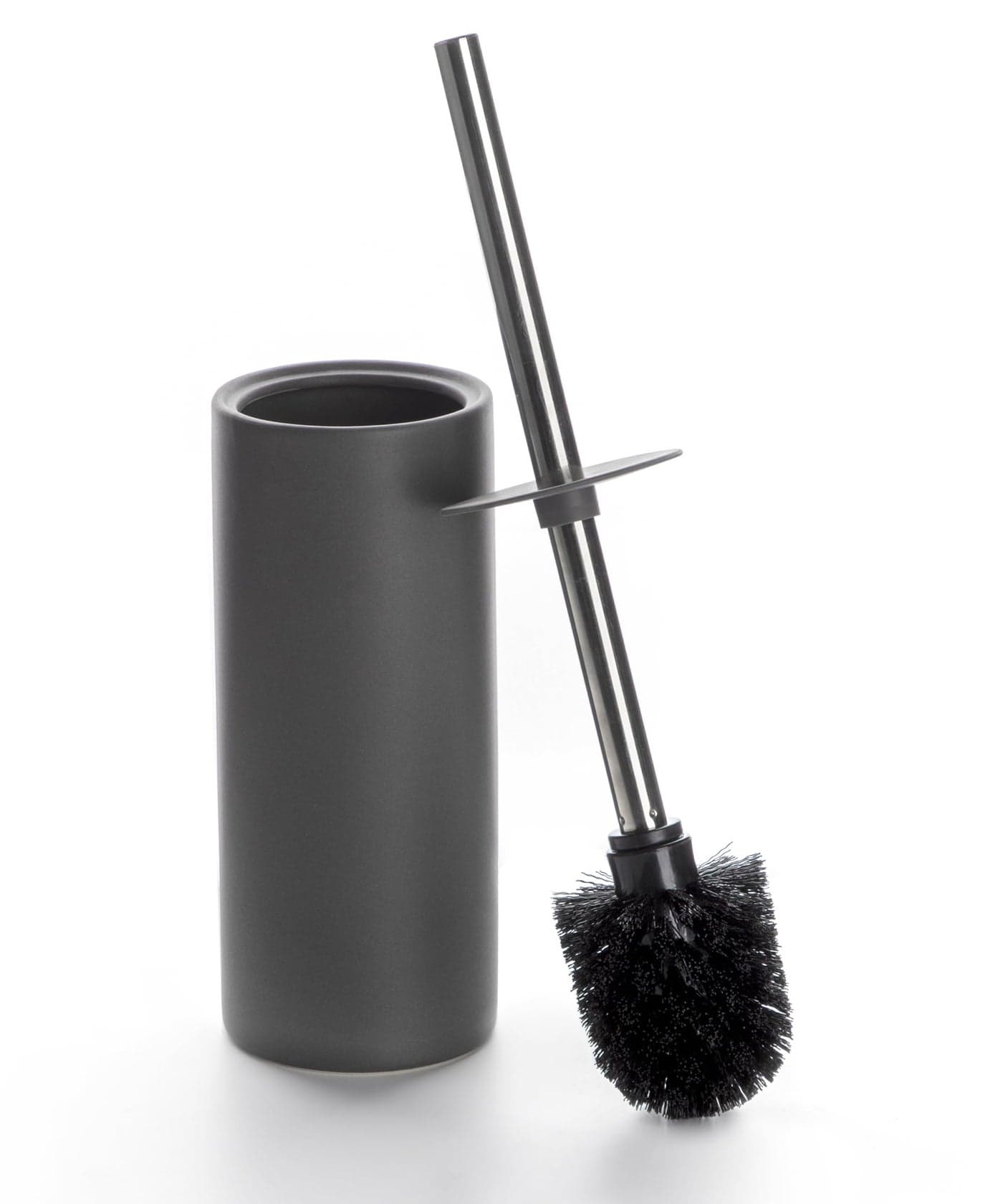 Viosuniu Matt Gray Ceramic Toilet Brush and Holder Set Freestanding Toilet Bowl Cleaners Brush Scrubber Brush for Toilet Bathroom Accessories with Stainless Handle Deep Cleaning