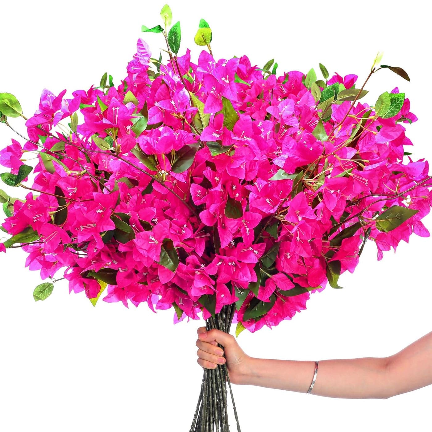 Yuxung 30 Pcs Artificial Faux Bougainvillea Fake Flower Silk Bougainvillea Branches UV Resistant Outdoor Indoor Decoration for Wedding Home Centerpieces Outside Decor Rose Purple