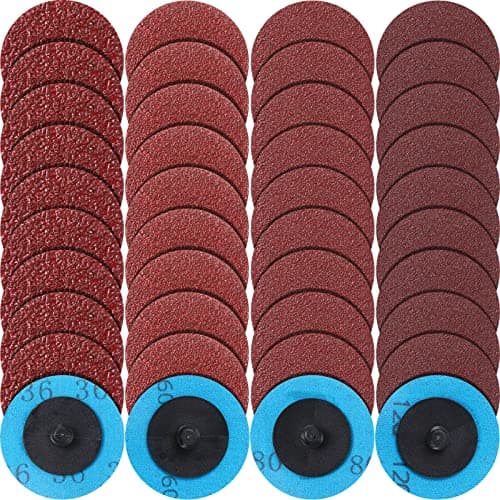 200 Pcs 2 Inch Sanding Discs 36/60/80/120 Grit Discs Aluminum Oxide Coated Die Grinder Accessories for Surface Prep, Grinding Burrs Polishing Finishes Removing Rust Paint