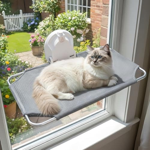 Cat Window Perch for Small WindowCordless Cat Window HammockCats Seat for WindowsillFoldable Cats Windows Bed for Large Cats with Suction Visualization Pwerful Suction Cups