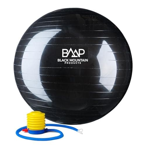 Black Mountain Products Anti Burst Exercise Stability Ball with Pump, Black, 2000-Pound/65cm