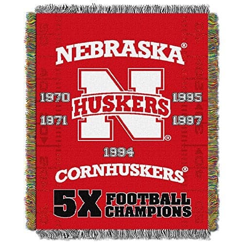 Northwest NCAA Nebraska Cornhuskers Unisex-Adult Woven Tapestry Throw Blanket, 48" x 60", Commemorative