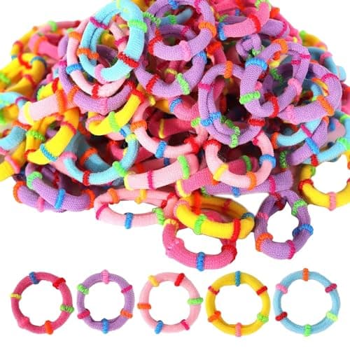 TAANGTHOSE Baby Hair Ties 200PCS Cotton Mini Seamless Hair Bands for Toddlers Girls 1 Inch in Diameter 5 ColorsSoft SeamlessNO HAIR DAMAGE