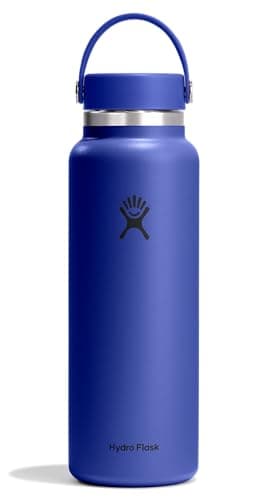 Hydro Flask Water Bottle - Insulated Stainless Steel - Wide Mouth Flex Lid, Non Spill, Leakproof and Refillable in 40 Oz Capri Blue