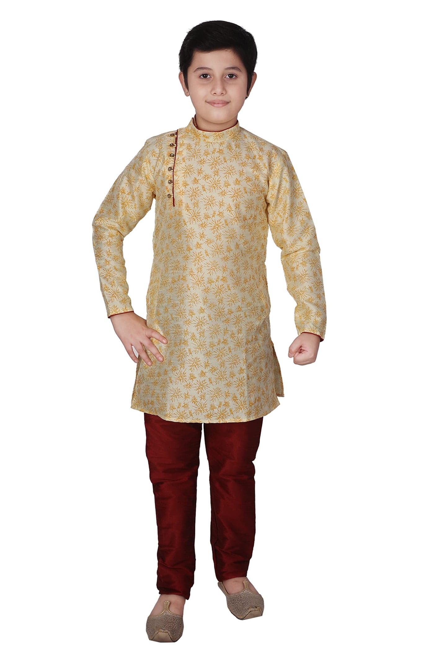 Pro-Ethic Style Developer Baby Boy's Silk Blend Kurta And Churidar Pajama (S-134 Gold 1_Gold_1 - 2 Years)