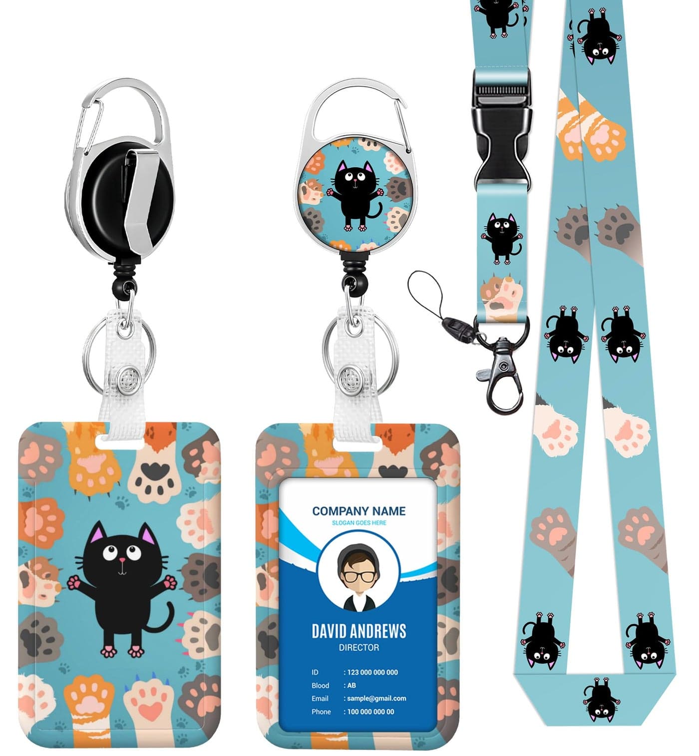 Wvpslak Cat paw Badge Holder Lanyard ID Card Holders Detachable Name Tag Clips Cute Funny Nurse Teacher Office Gifts Women Man Cate Badge Holder