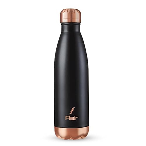 Flair Spark Vacuum Insulated Steel Water Bottle (750 ml, Black), Upto 24 Hours Hot and Cold, Leakproof, BPA-Free, Double Walled, Aqua Water Bottle, Tea Flask, Office, Gym, Travel Bottle