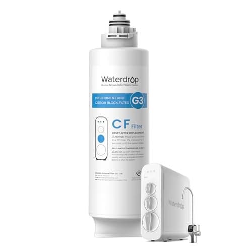 Waterdrop WD-G3-CF Filter, Replacement for WD-G3-W, WD-G3P600 and WD-G3P800-W Reverse Osmosis System, 6-Month Lifetime