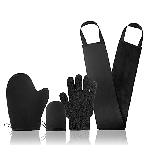 Self Tanning Mitt Set Includes Self Tanner Mitt Mini Tanning Glove Treatment Details Exfoliating Glove Self Tanner Back Applicator with Handles for Even, Streak-Free Glow