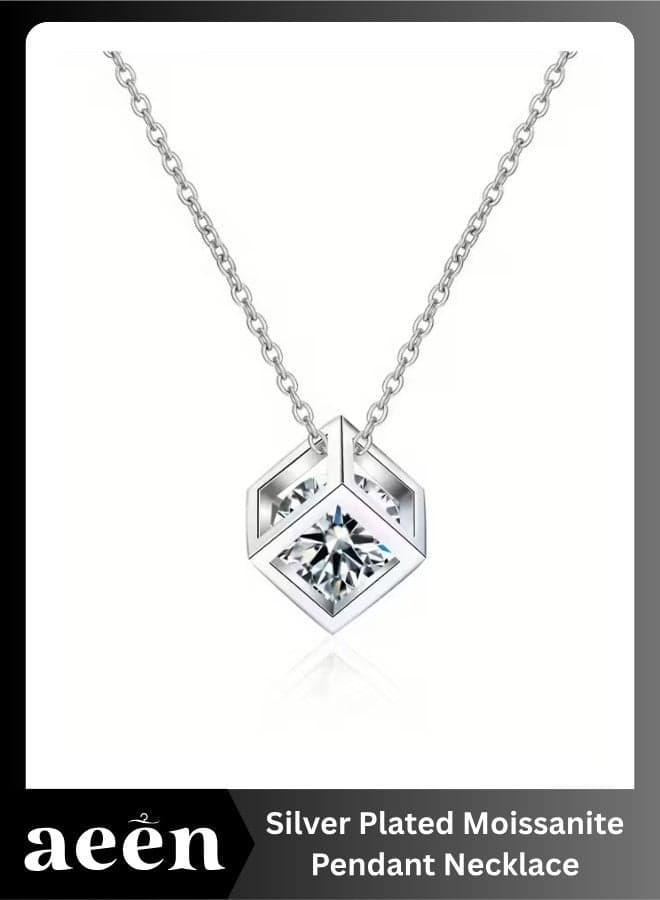 925 Silver Plated Women's Moissanite Pendant Necklace – Elegant Light Luxury Jewelry, Romantic Gift for Couples, Mom, or Best Friend