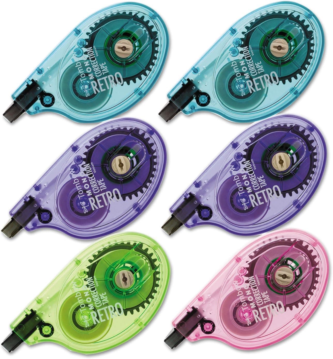 Tombow 68670 MONO Original Correction Tape Asst RetroColor Applicators 16Inch x 394Inch 6Box