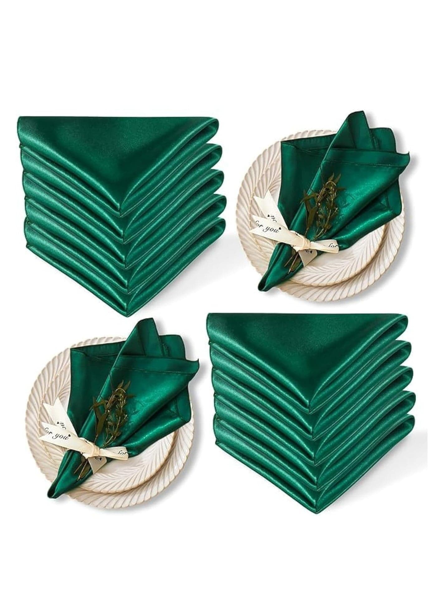 Set of 10 Satin Square Dinner Napkins for Wedding Party Table Decoration Restaurant Use