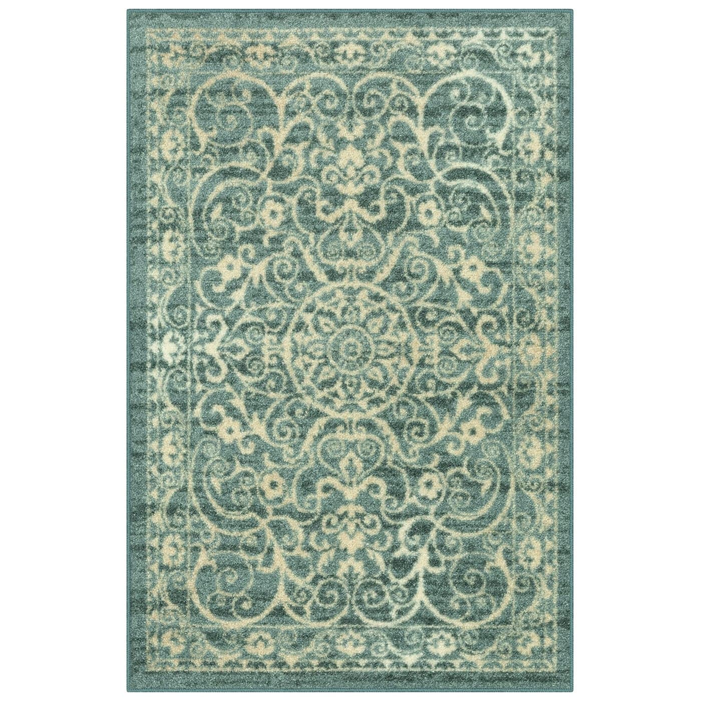 Maples Rugs Pelham Vintage Kitchen Rugs Non Skid Accent Area Carpet Made in USA 26 x 310 Light Spa