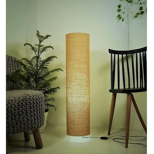 THE LIGHT SHADOW Cotton Fabric Floor Lamp for Bedroom's Desk Lamp for LivingRoom, Bed Room, Office Night Stand Dimmable Room Floor Lamp for Reading (Brown (Lamp))