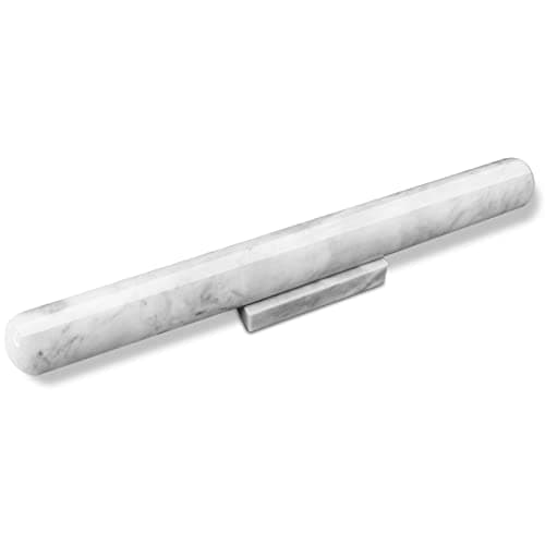HESHIBI Marble Rolling Pin with Stand, 15.7" White Stone French Heavy Polished Non Stick Cookie Pizza Pastry Dough Baker Roller for Kitchen Baking