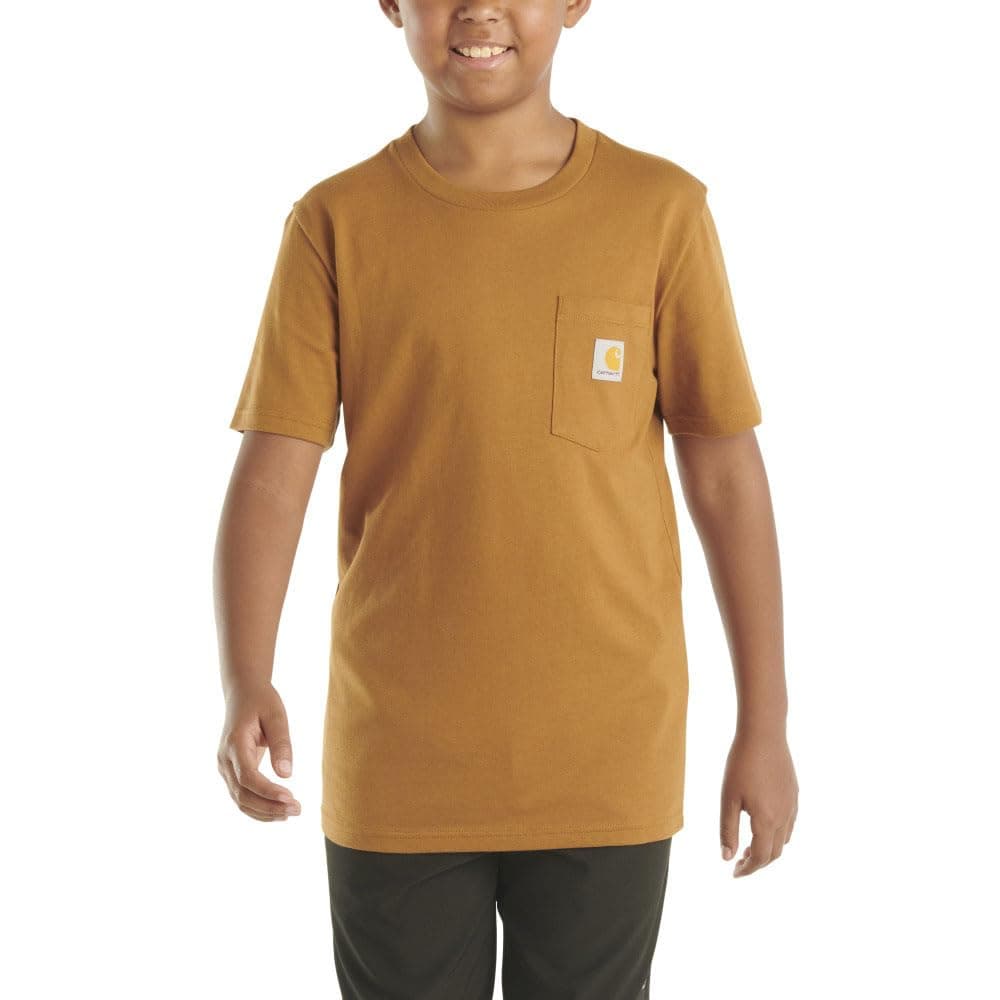 Carhartt Kids CA6513 ShortSleeve Pocket TShirt 7 Child Carhartt Brown