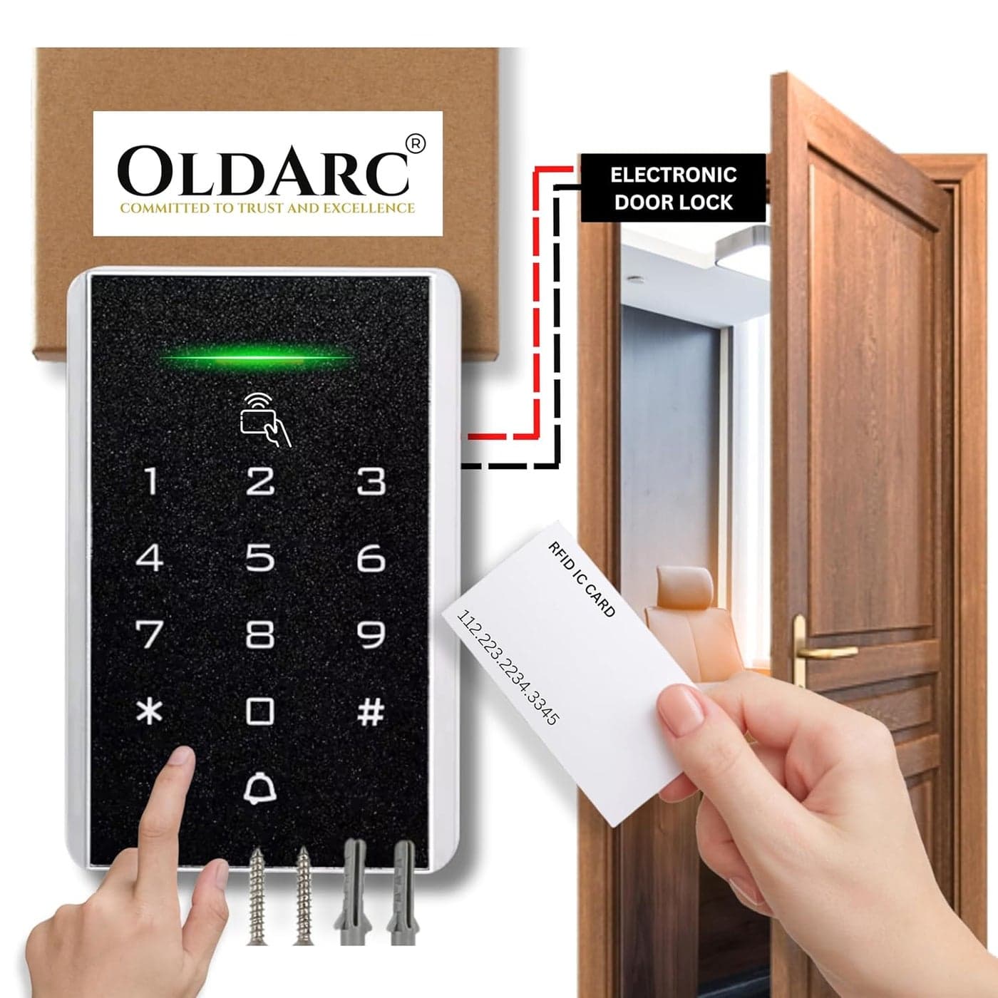 OldArc KM35 Door Access Control Keypad 12VDC 2000 user Pin RFID Card Door Open Access Control for ZKTeco Door Lock Access Controller Pin Card Access Control System Gate Entry for Office Home