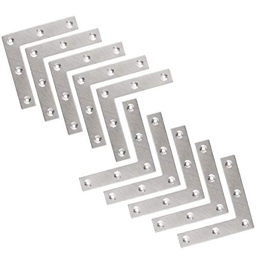 Flat L Shaped Corner Bracket Tiberham 10 Pcs 80 x 80 mm Stainless Steel Right Angle Corner Brace Repair Plate Heavy Duty Furniture Fastener Joint Corner Connector for Wood Shelf Cabinet Table Chair