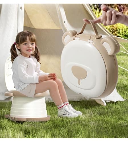 AKIMRABY Travel Potty Seat for Toddler,Foldable Car Potty for Toddler, Portable Toilet Seat for Kids with Potty Liners, Absorbent Pads, Portable Potty Seat for Toddler Travel, Camping And Outdoor Use
