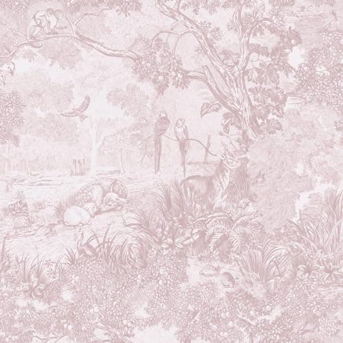 Ismoon Pink Peel and Stick Wallpaper Neutral Wall Paper 173in656ft Vintage Removable SelfAdhesive Wallpaper Animals Jungle Contact Paper for Cabinets Bathroom Walls Covering Vinyl Roll