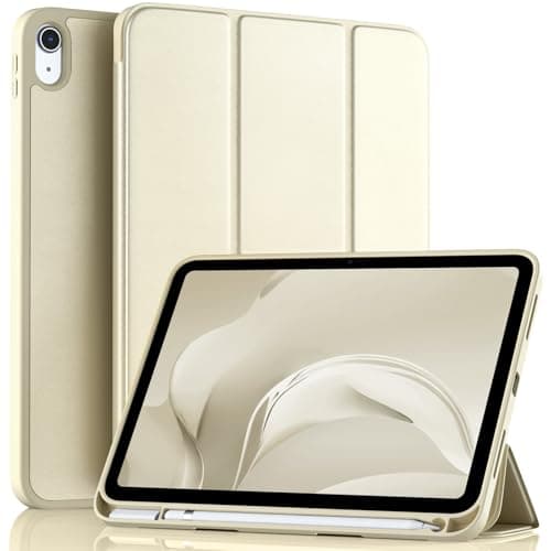 Akkerds Compatible with iPad (A16) 11th Generation Case 11 Inch 2025, for iPad 10th Generation Case 10.9 Inch 2022 with Pencil Holder, Slim Trifold Stand Protective Cover with Soft TPU Back, Starlight