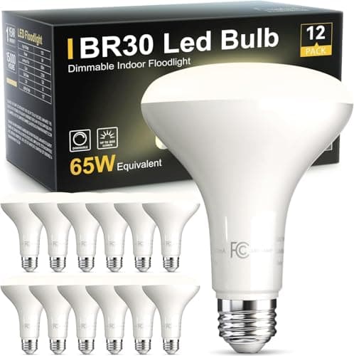 TJOY 12 Pack BR30 Led Bulb 65W Equivalent, Dimmable Flood Light Bulbs Indoor, E26 Base, 4000K Natural White, 9W, 800 LM, Recessed Lighting Bulbs for Ceiling, Recessed Can, Living Room and Kitchen