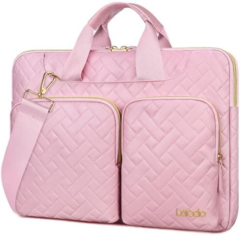 Lacdo Laptop Bag for Women, 15-15.6 inch Laptop Shoulder Bag for 15-15.6 inch Acer HP Dell ASUS Laptop, Acer Aspire, HP Pavilion, Dell Inspiron, IdeaPad,ASUS ZenBook Messenger Computer Bag,Sakura Pink