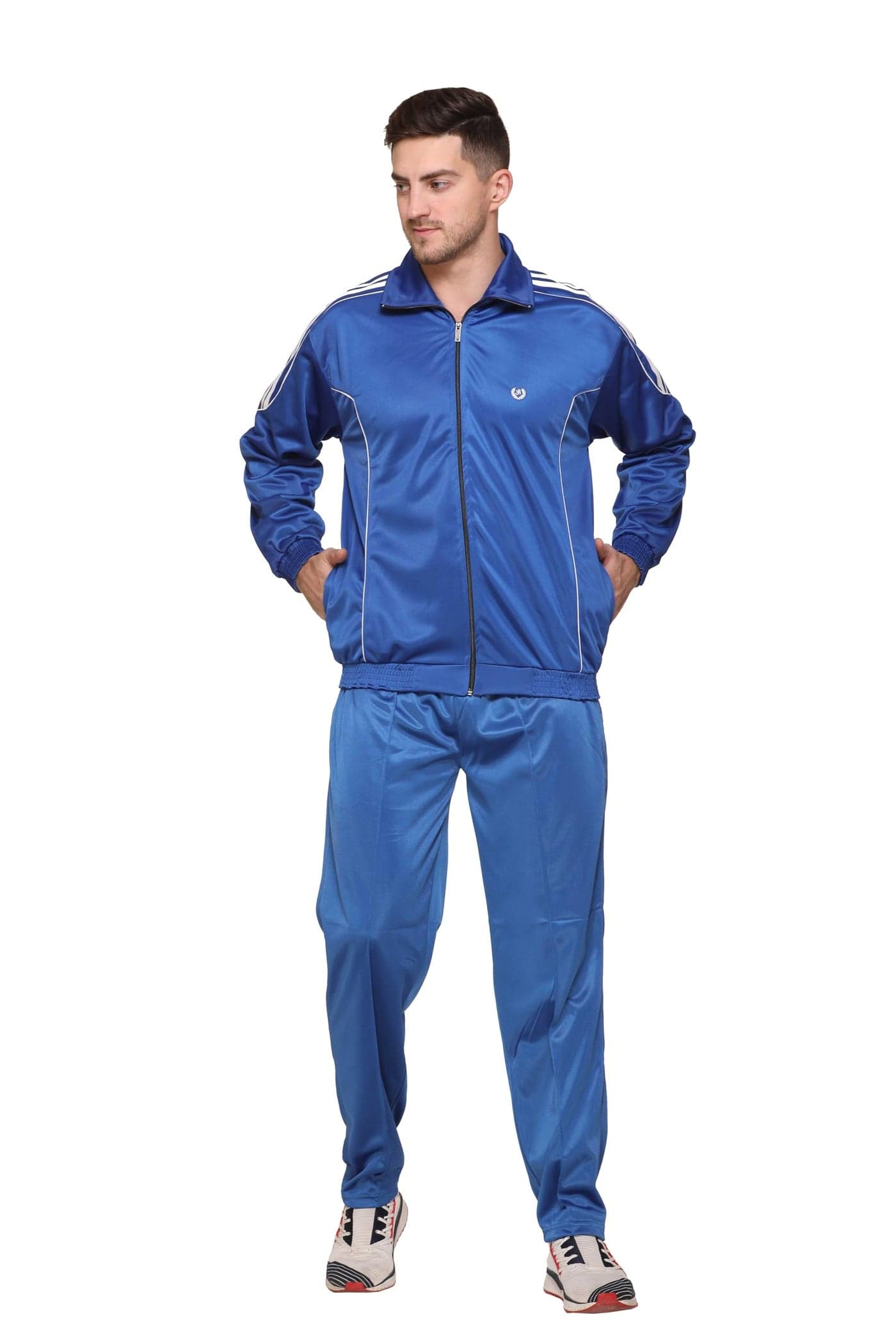 Warm Up - Men's Athletic Gym Running Sports Track Suit for winters (Color: Royal ; Size: XL)