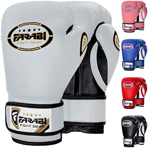 Farabi Sports Kids Boxing Gloves 4, 6, 8-oz Boxing Gloves for Kids Junior Boxing Gloves Youth Boxing Gloves Boys and Girls Boxing Training Gloves for MMA Muay Thai & Punching Bag (White, 6-oz)