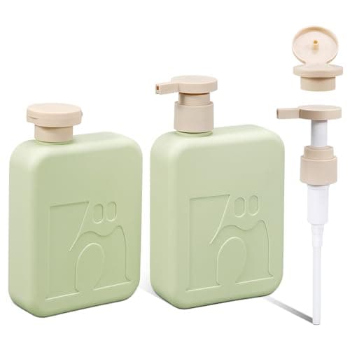 Umetass Travel Pump Bottles, Refillable Plastic Empty Squeeze Bottle with Flip Caps, Leak-Proof Dispenser Lotion Container for Shampoo, Soap, Toiletries for Vacation, Gym, Home(2 Pack, 11oz/330ml)