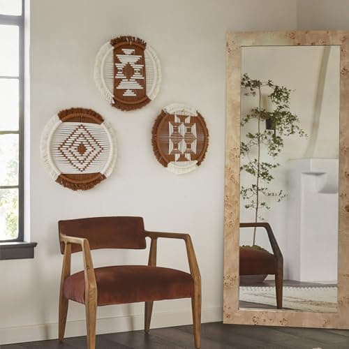 Flber Macrame Wall Hanging Boho Decor Set of 3 Handmade Round Geometric Woven Cotton Rope Art for Living Room Bedroom Entryway or Bohemian Wall Display