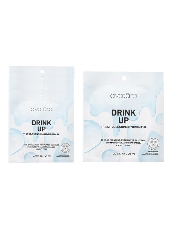 Drink Up Facial Mask 5 Sheets, Hydrating Mask, Sheet Masks with Aloe Vera and Licorice Root, Face Mask Skincare Beauty Essential Made with Tencel Fibers, Paraben-Free, Dry Skin, 5 Pack
