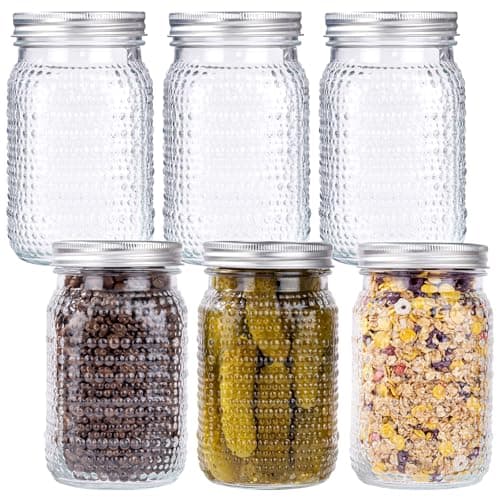 LUODA 32 OZ Wide Mouth Mason Jars 6 PACK Glass Mason Jars with airtight Lids Quart mason jars wide mouth for Preserving Meal Prep Overnight Oats SaucesHoney Jam Yogurt or Jar Decor