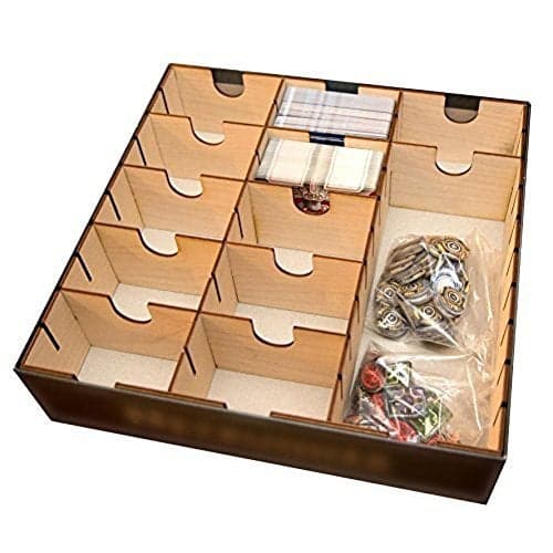 The Broken Token Card Organizer Wood Storage Box for Unsleeved Cards with Multiple Adjustable Dividers and Rows