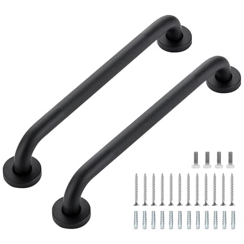 Grab Bars for Shower 2 Pack 16Inch Anti Slip Shower Handles for Elderly Safety Shower Grab Bar Stainless Steel Handicap Grab Bars for Bathroom Black 1 Diameter