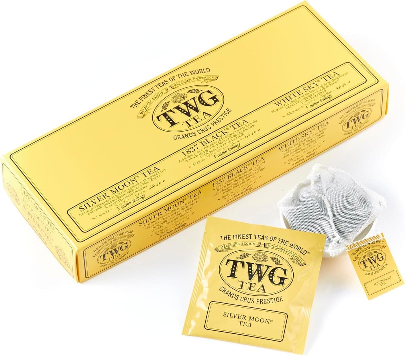 TWG Tea Moon & Sky Selection Gift Set - 3 Exclusive Tea Blends with 15 Hand Sewn Cotton Teabags