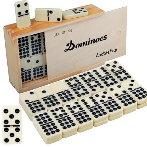 Domino Set for Adults Double Nine Dominoes Set with Wooden Case for Classical Board Games for Family and Kids55 Tiles 24 Players