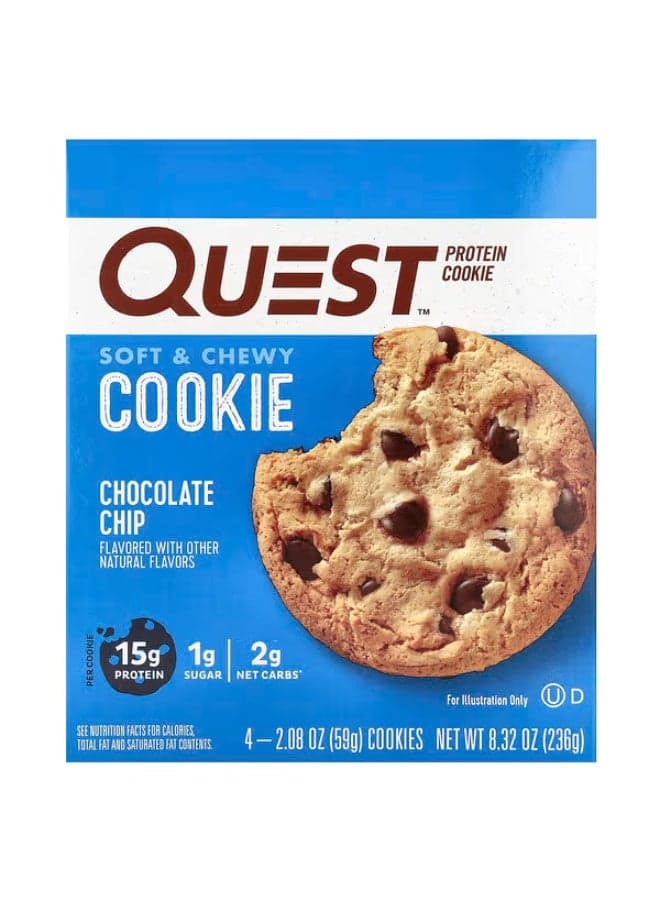 Quest Nutrition, Protein Cookie, Chocolate Chip, 4 Cookies, 2.08 oz (59 g) Each