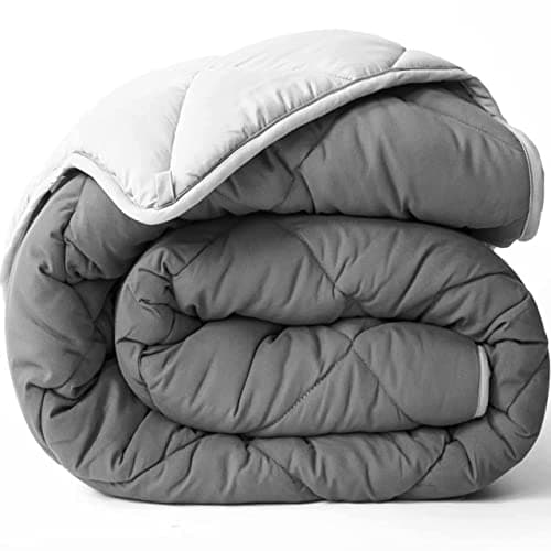 ViscoSoft All Seasons TwinTwin XL Down Alternative Reversible Quilted Comforter Breathable Twin Extra Long Premium Soft Microfiber Gray