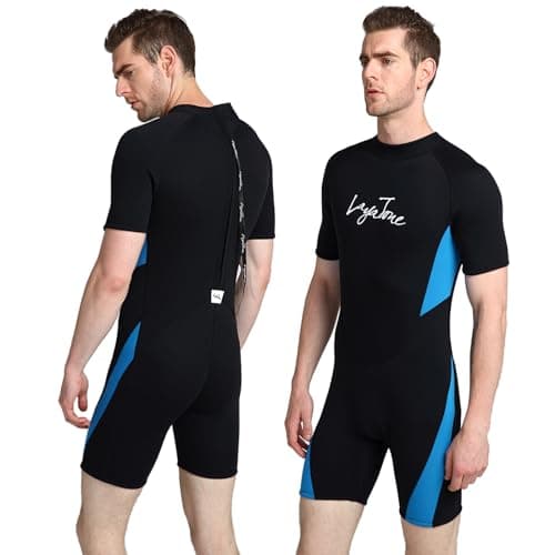 LayaTone 6XL Shorty Wetsuit Mens & Womens - High Elastic Neoprene Dive Skins for Obese & Zero Weight - Heavy Duty YKK Back Zipper - UV Protection & Sea Lice Defense - Ideal for Cold Water Wet Suit