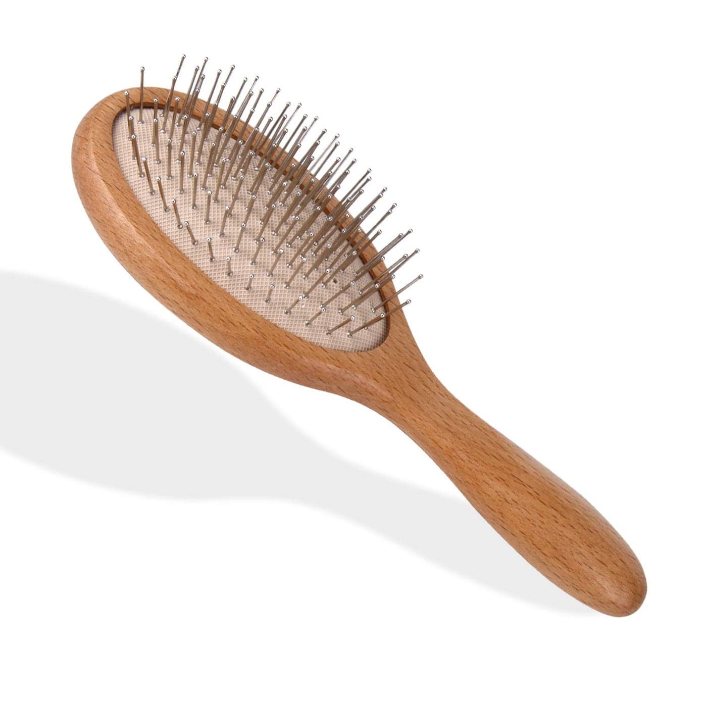 WeCoola Hair Brush Wooden Hairbrush with Metal Bristles Stimulates Scalp for Hair Growth Gift for Mothers Fathers Friends All Hair Types