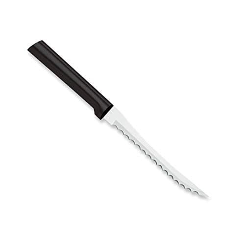 Rada Cutlery Tomato Slicer Knife (W226), 5" Stainless Steel Hollow Ground Serrated Blade, Made in USA, Black Handle