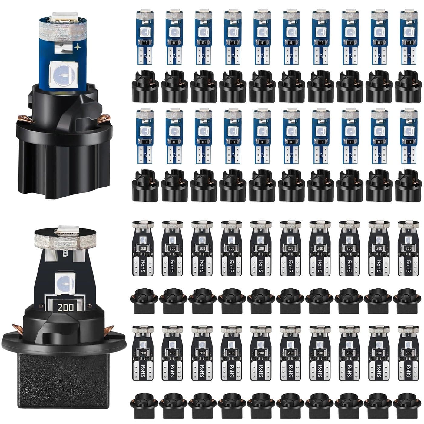 BBTO 40 Pieces T5 T10 LED Bulbs Dash Lights with Twist Socket Instrument Dashboard Light LED Bulbs for Interior Car Lights Dashboard Instrument Panel Gauge Cluster Indicator Map Dome Light Blue